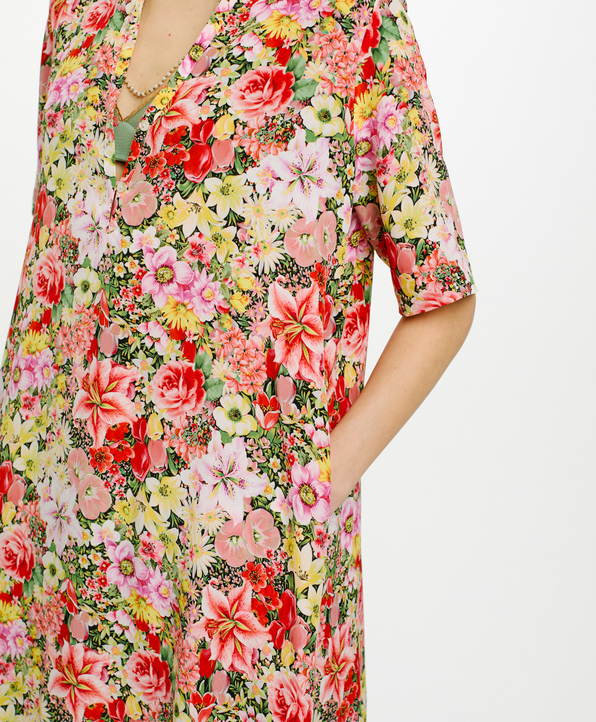 【日本入手困難】Printed crepe de chine dress ワンピース PENELOPE DRESS IN PRINTED CREPE DE CHINE - MULTICOLOR PINK