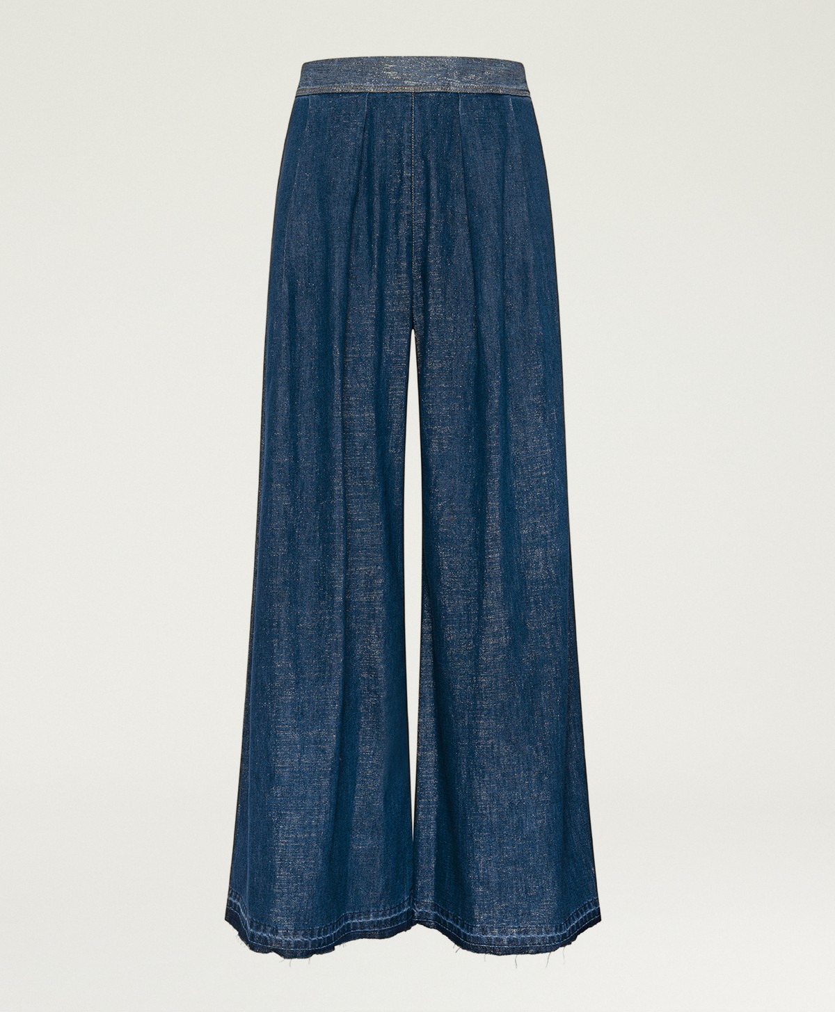 ASPEN PANTS IN LAMINATED DENIM CHAMBRAY - BLUE/GOLD | Momonì