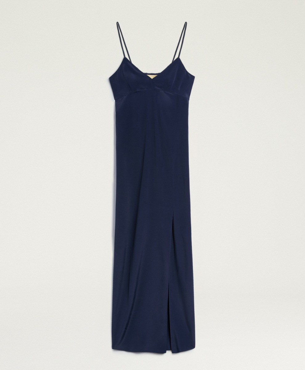 momoni silk dress ESSENIA | Momoni - Auguste Dress in Printed Stretch Satin Silk