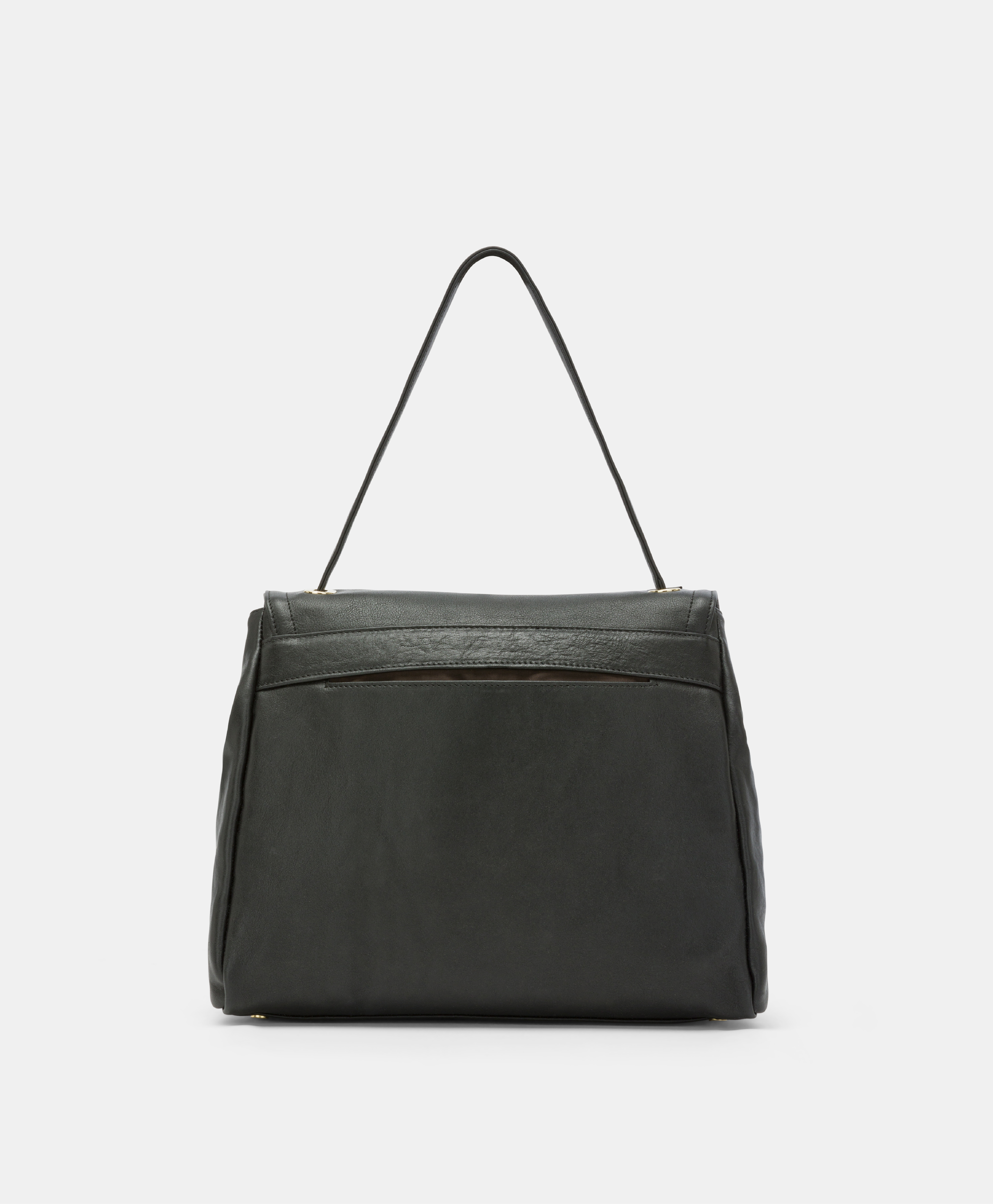 BORSA FLORE IN PELLE - NERO