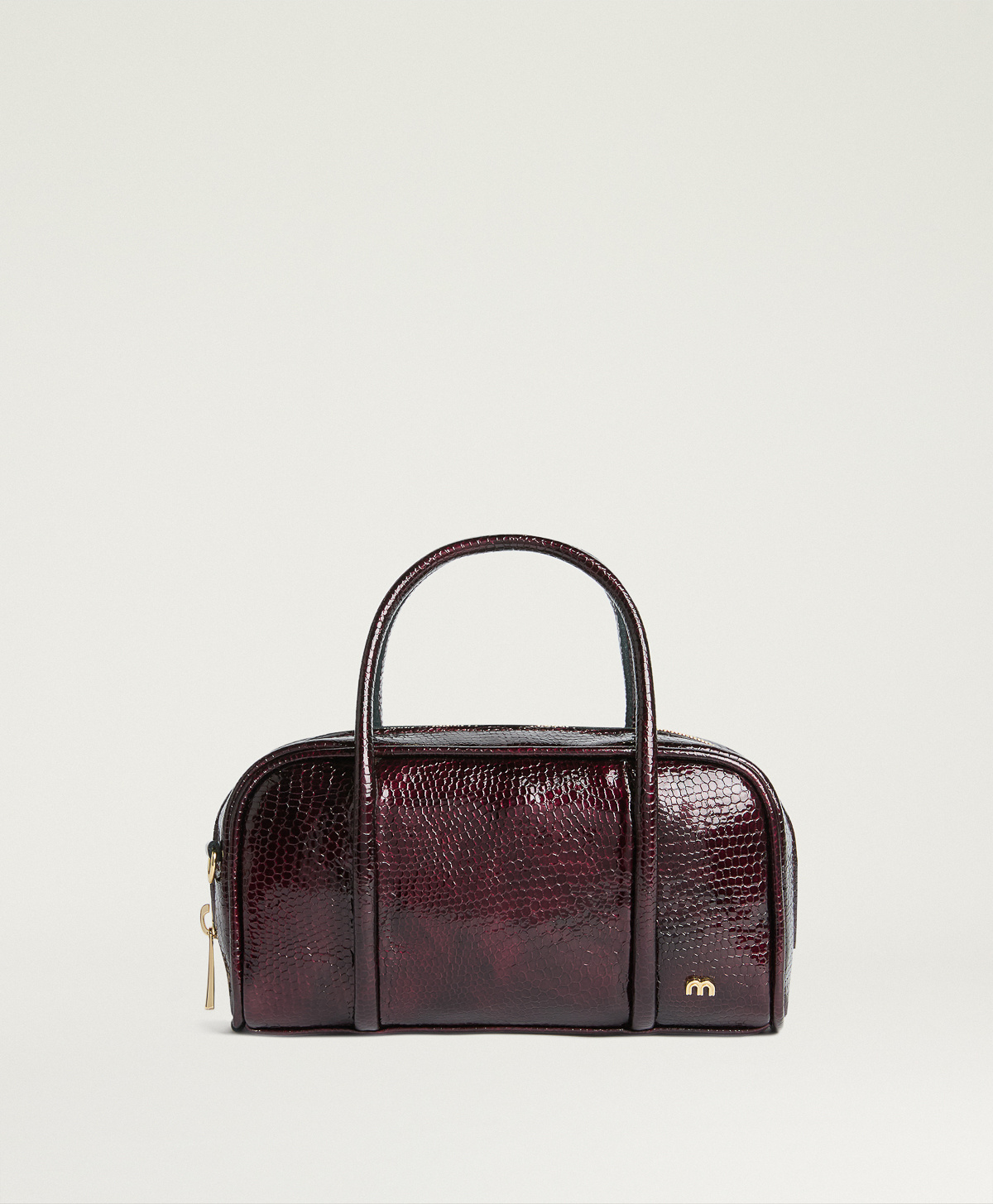 BORSA MOMONI PETITE BUN IN PELLE BOVINA CON EFFETTO PITONE VERNICIATO - AMARANTO