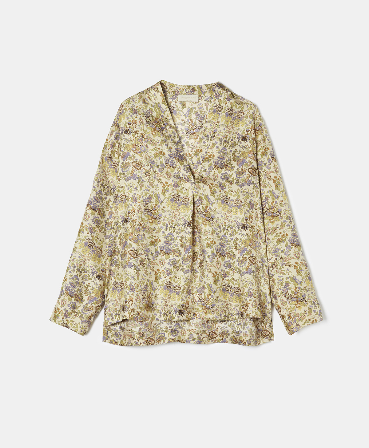 AMBROISE BLOUSE IN PRINTED SILK TWILL - CREAM/LILAC - Momonì
