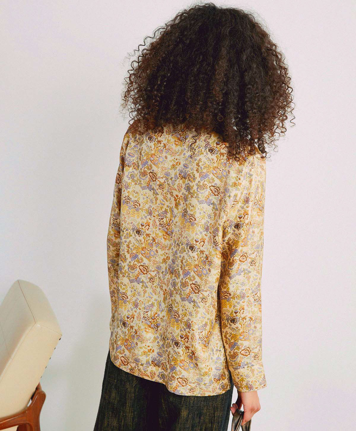 AMBROISE BLOUSE IN PRINTED SILK TWILL - CREAM/LILAC - Momonì