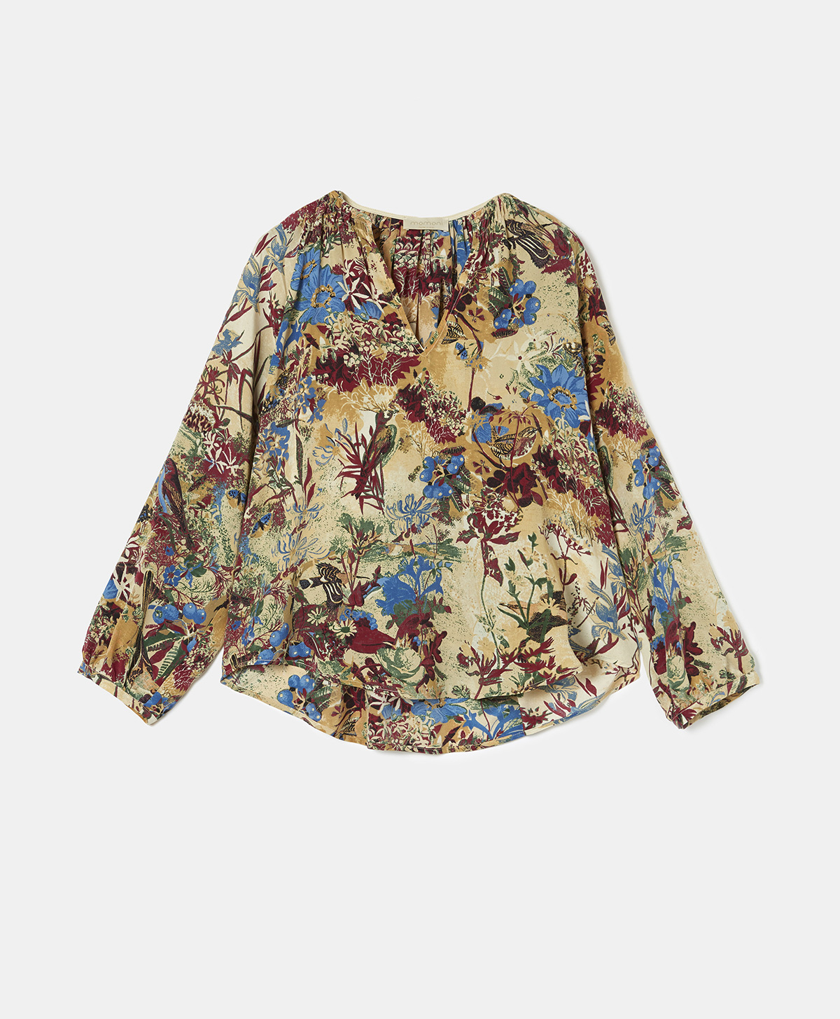 LARICE BLOUSE IN PRINTED SILK CREPE DE CHINE - LIGHT BLUE MULTICOLOUR - Momonì