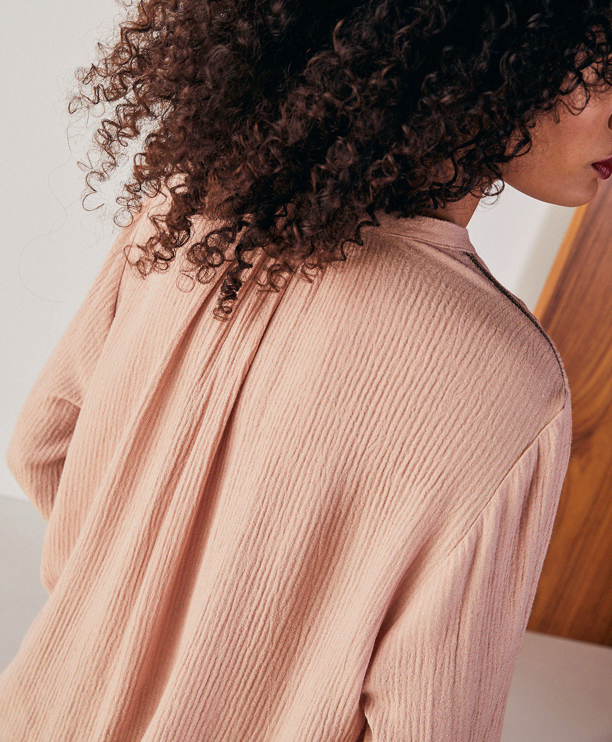 AILANTO BLOUSE IN WOOL GAUZE - OLD ROSE - Momonì