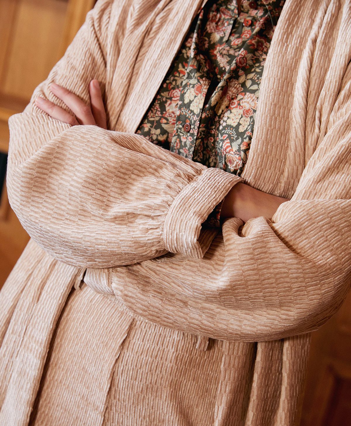 EUFORBIA DUSTER IN SOFT CORDUROY - PINK - Momonì