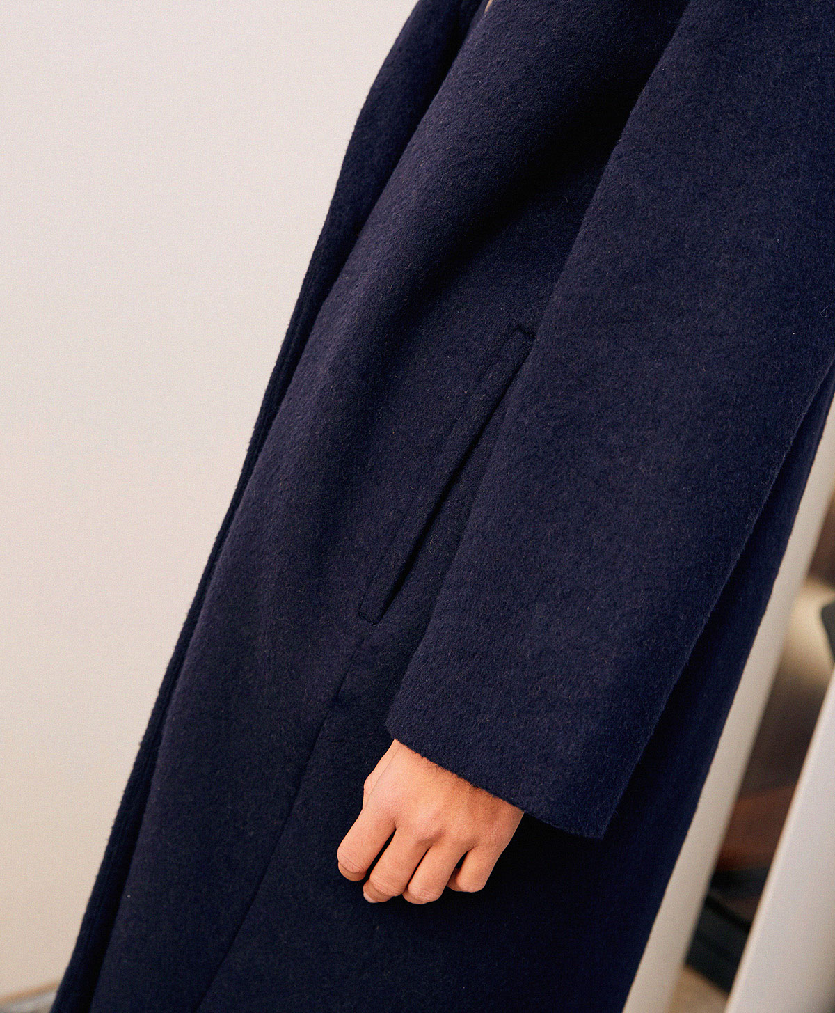 NEVE COAT IN DOUBLE-FACE WOOL CLOTH - BLUE/CAMEL - Momonì