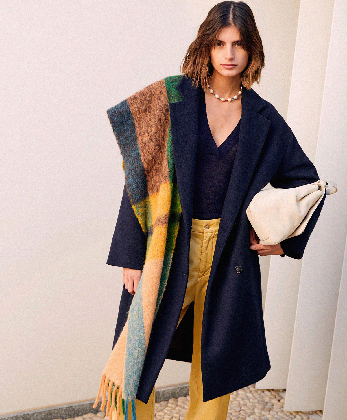 NEVE COAT IN DOUBLE-FACE WOOL CLOTH - BLUE/CAMEL - Momonì