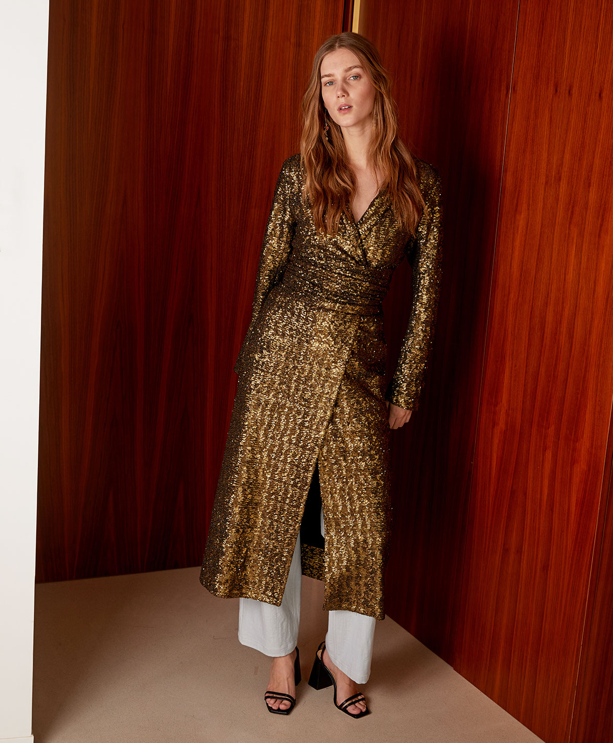 HEBE DUSTER IN SEQUINED TULLE - BRONZE - Momonì