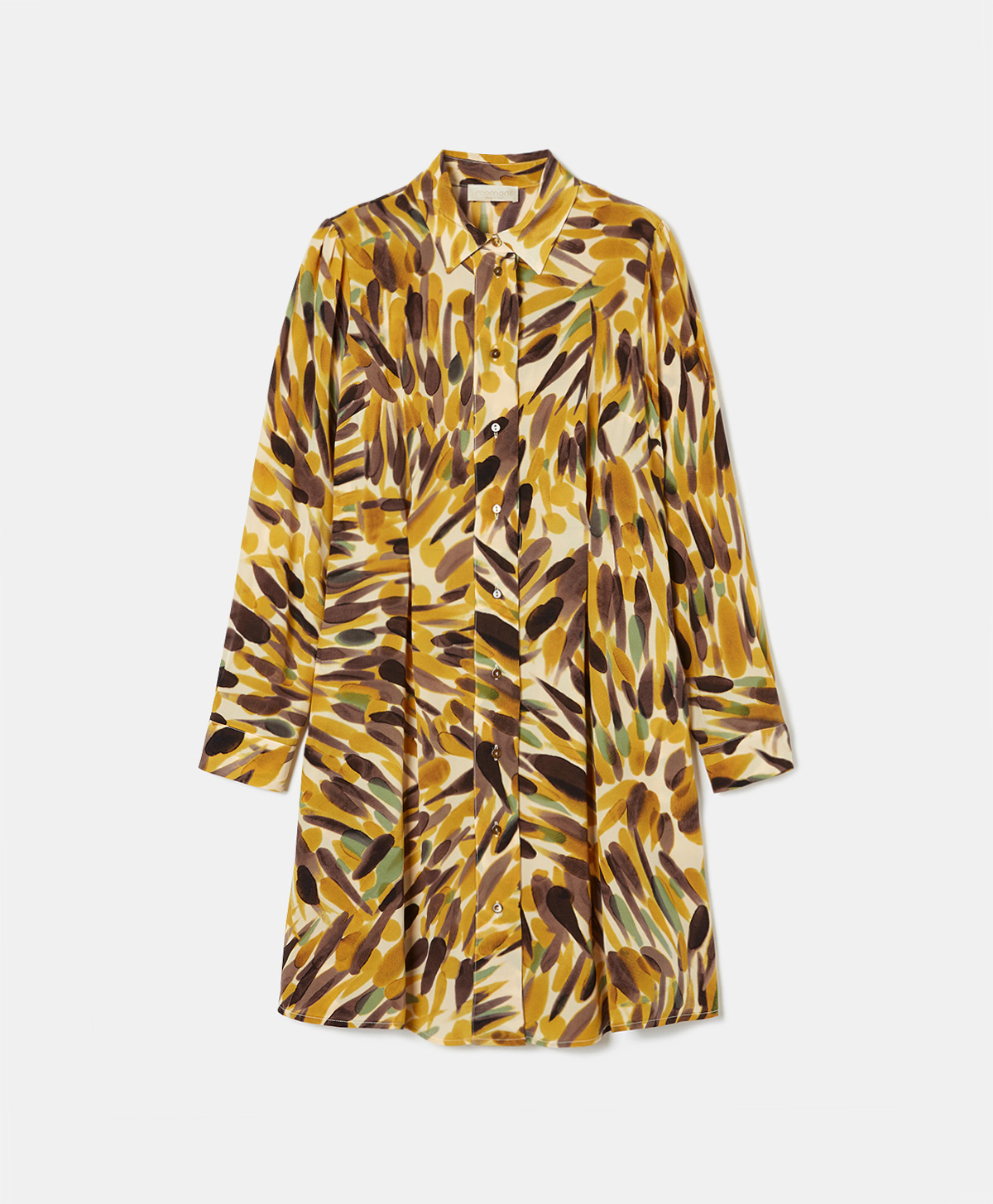 ACANTHIS DRESS IN PRINTED SILK CREPE DE CHINE - YELLOW/BLACKBERRY - Momonì