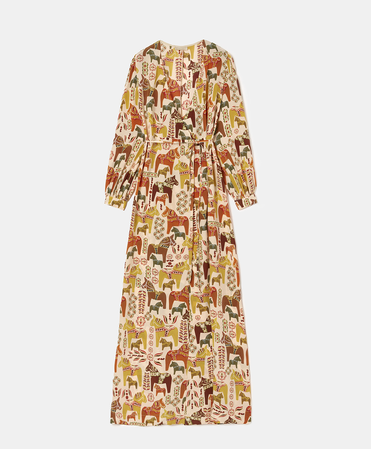 ROBE ALATERNO EN CRÊPE DE CHINE DE SOIE IMPRIMÉ - ROSE/ORANGE - Momonì