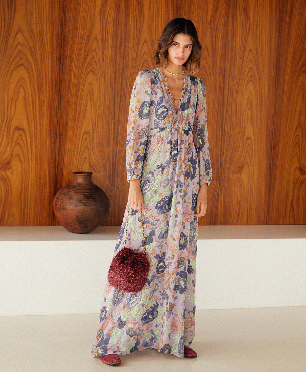 ROBE ARTEMISIA EN CRÉPON IMPRIMÉ - LILAS/MULTICOLORE - Momonì