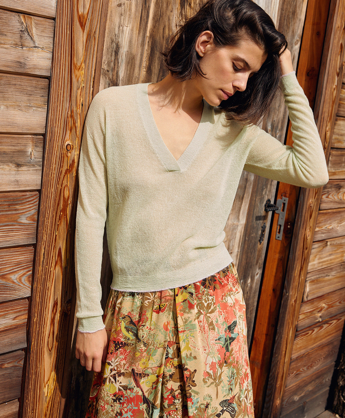 CRESPINO SWEATER IN CREPE WOOL - AQUAMARINE - Momonì