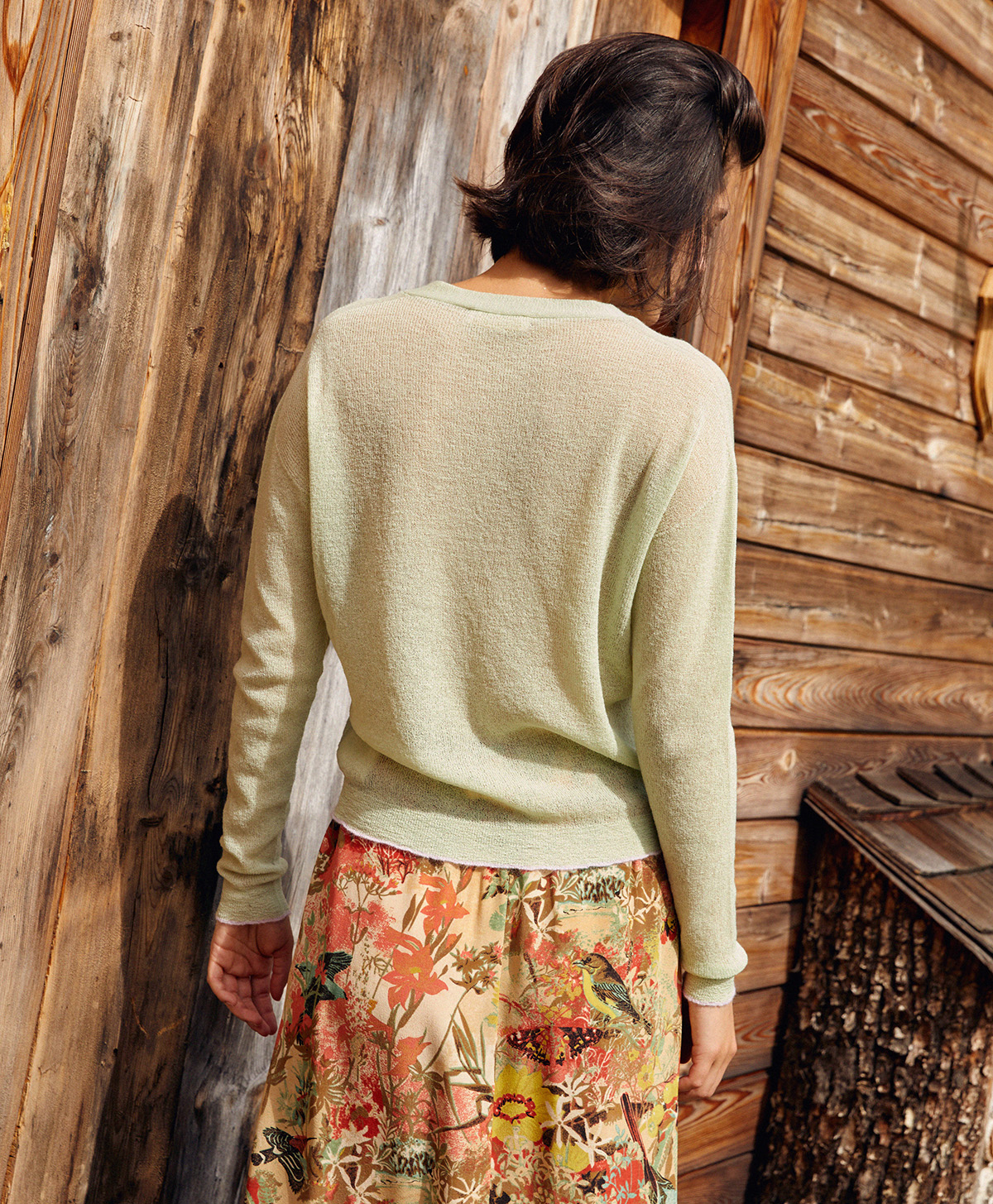 CRESPINO SWEATER IN CREPE WOOL - AQUAMARINE - Momonì