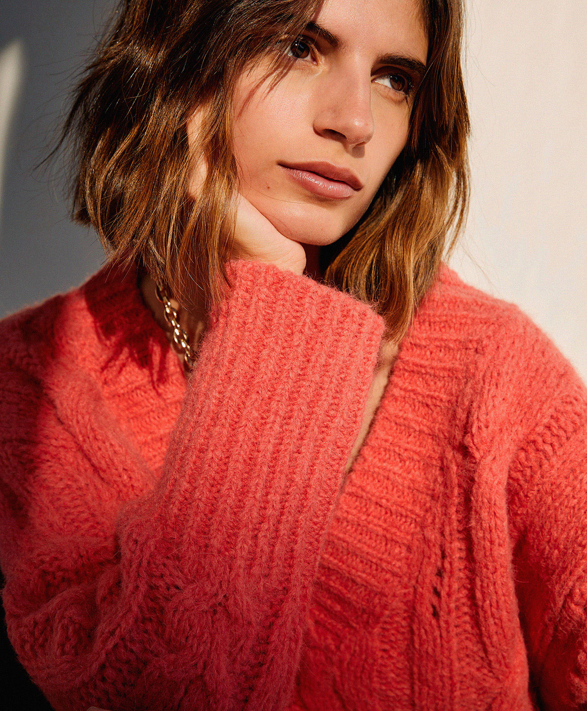 MAGLIA AGRIFOGLIO A TRECCE - ROSA BABY - Momonì
