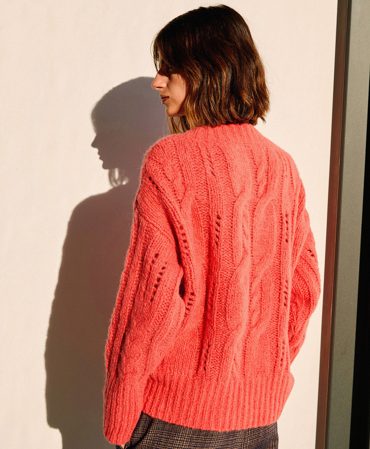 MAGLIA AGRIFOGLIO A TRECCE - ROSA BABY - Momonì