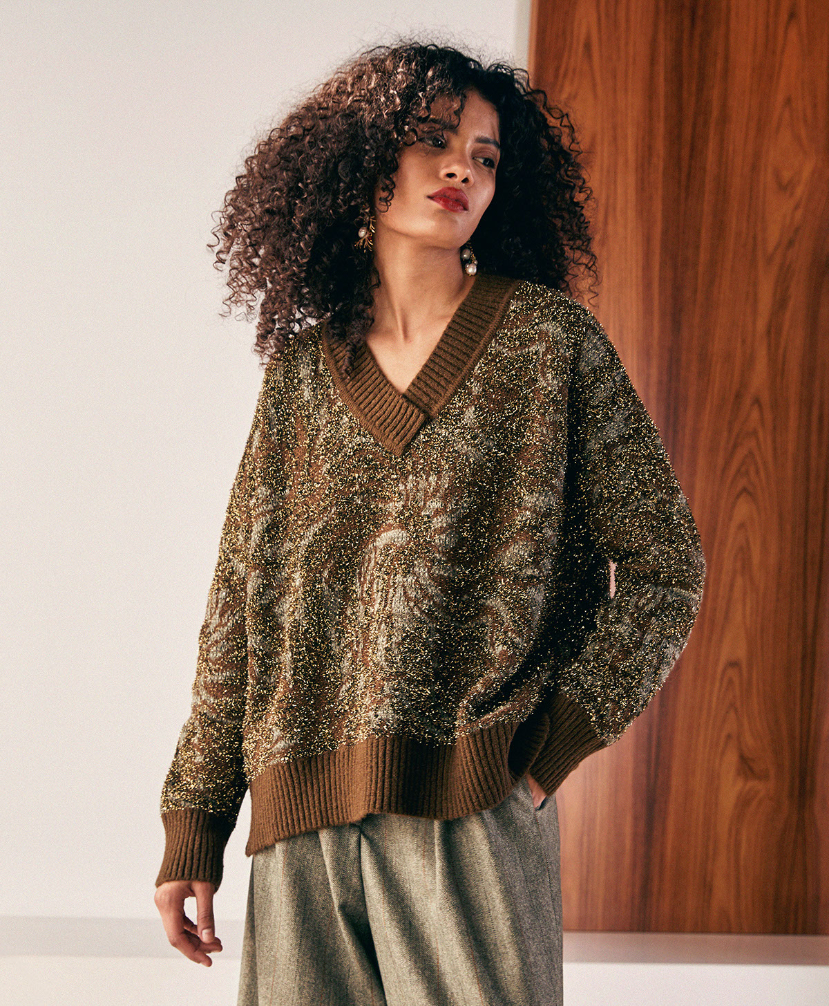 CARICE JACQUARD SWEATER - DARK GREEN - Momonì