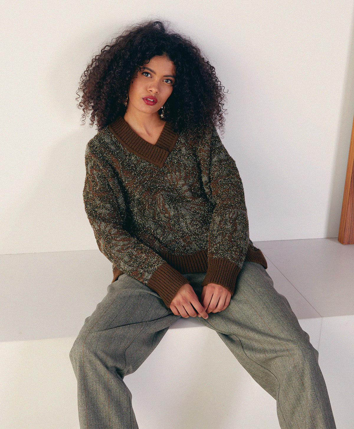 CARICE JACQUARD SWEATER - DARK GREEN - Momonì