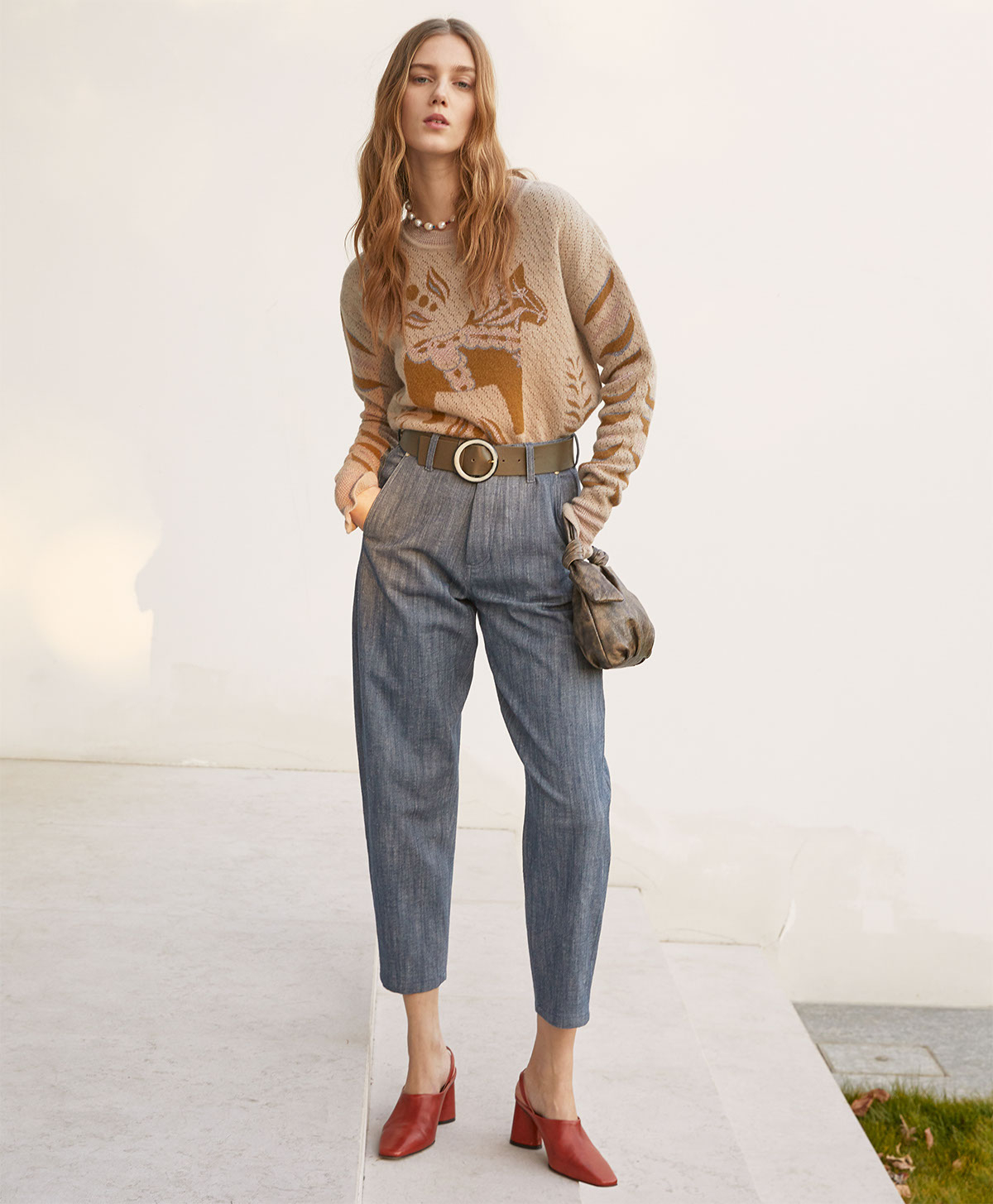 PANTALON OSMANTO EN DENIM STRETCH - BLUE JEANS - Momonì