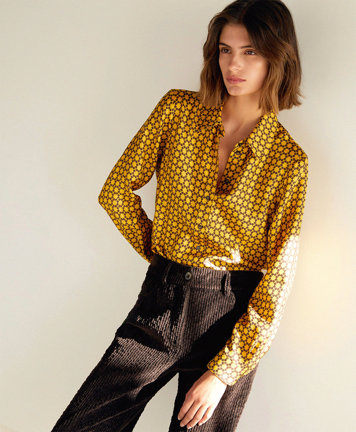 CAMICIA ARLES IN TWILL DI SETA STAMPATO - GIALLO/MORO - Momonì