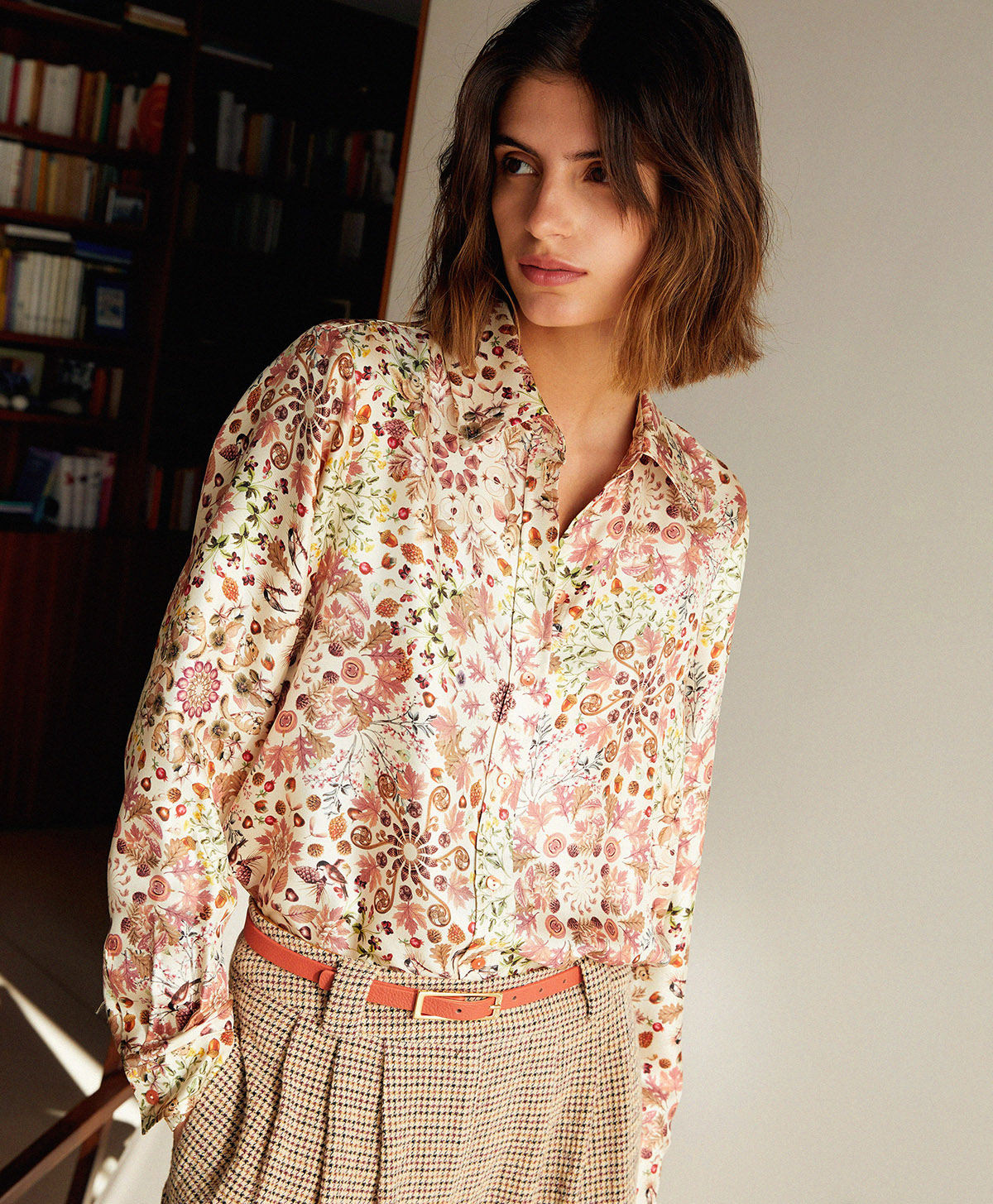 CAMICIA ARLES IN TWILL DI SETA STAMPATO - ROSA MULTICOLOR - Momonì