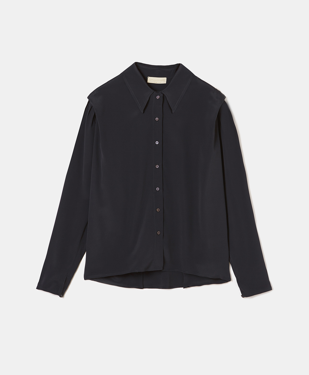 CHEMISIER CASSIA EN CRÊPE MÉLANGE DE SOIE  - NOIR - Momonì