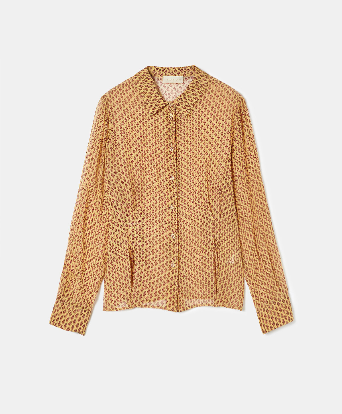 DAFNE SHIRT IN PRINTED CREPON - GOLD/BURGUNDY - Momonì