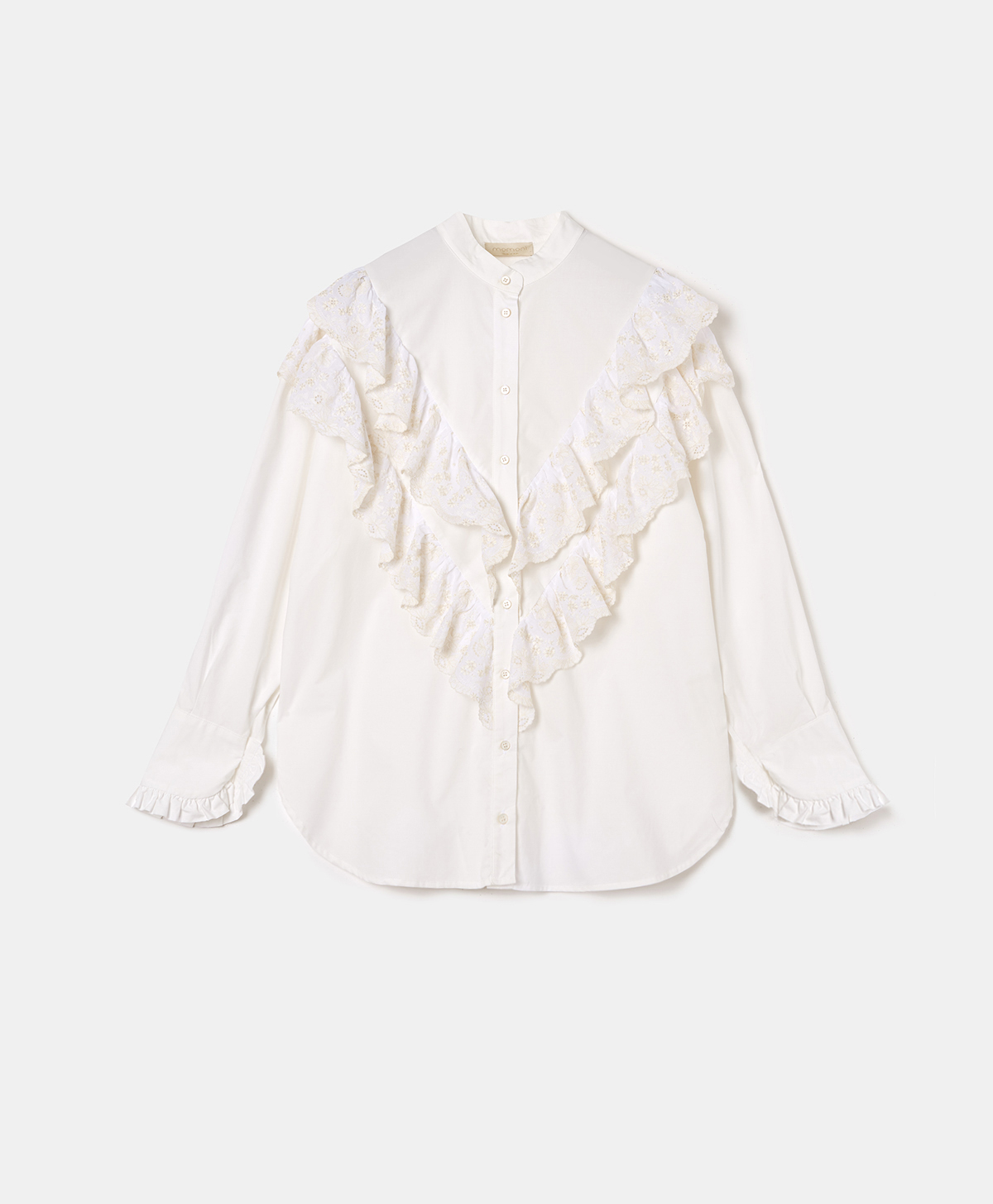 CAMICIA ORTHILIA IN POPELINE - LATTE - Momonì