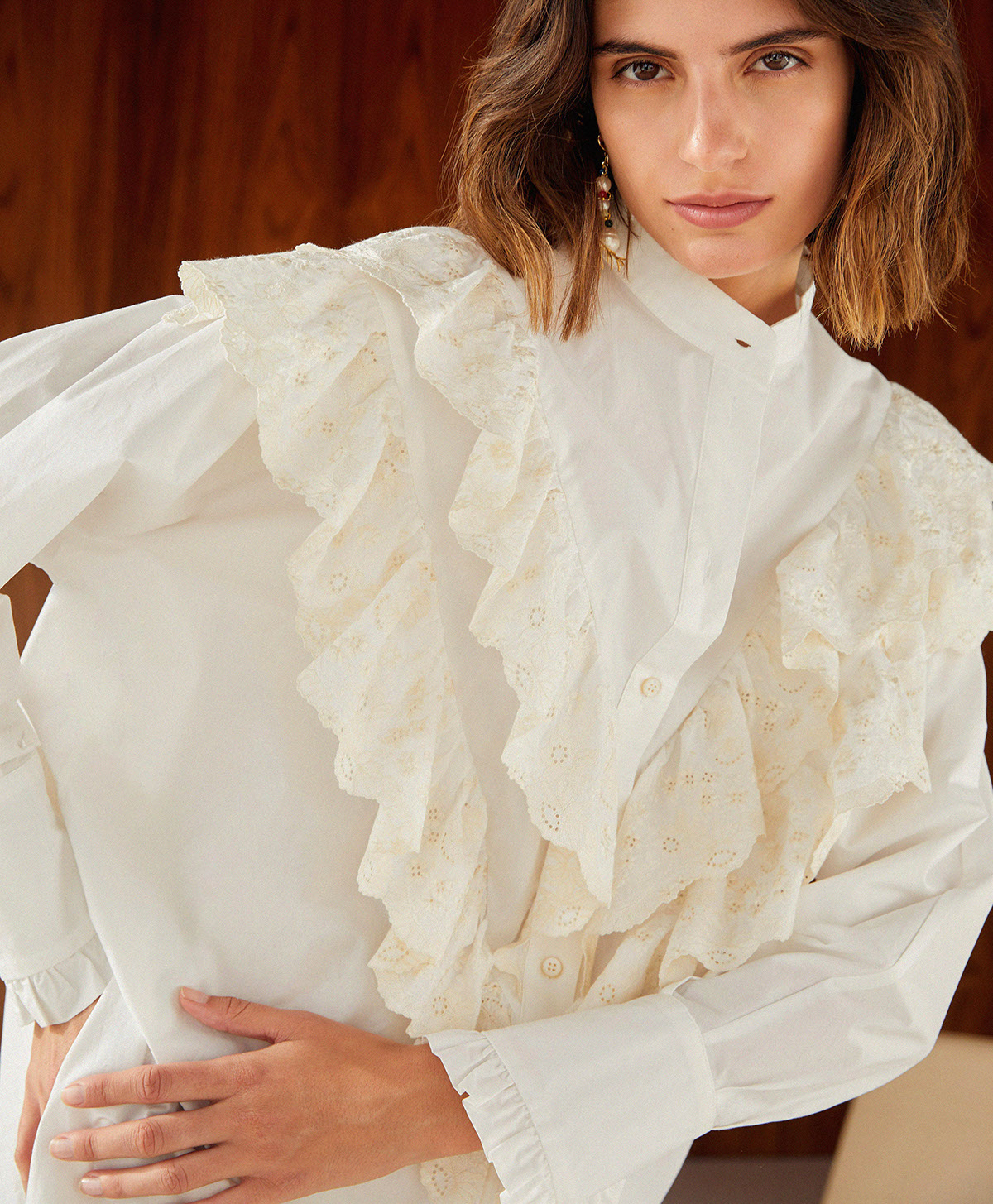 CAMICIA ORTHILIA IN POPELINE - LATTE - Momonì