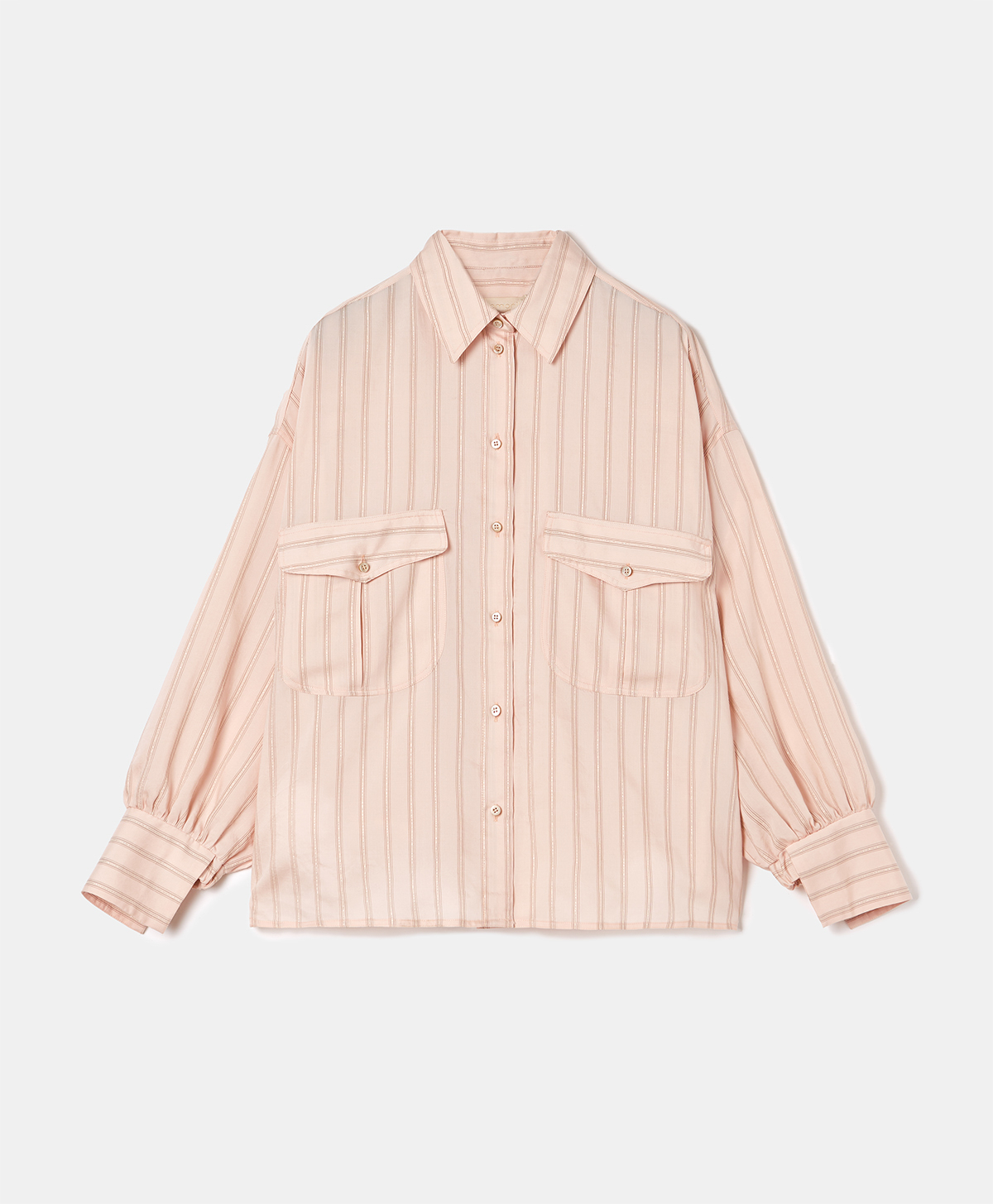 PIOPPO SHIRT IN LUREX STRIPED FABRIC - DUSTY PINK - Momonì