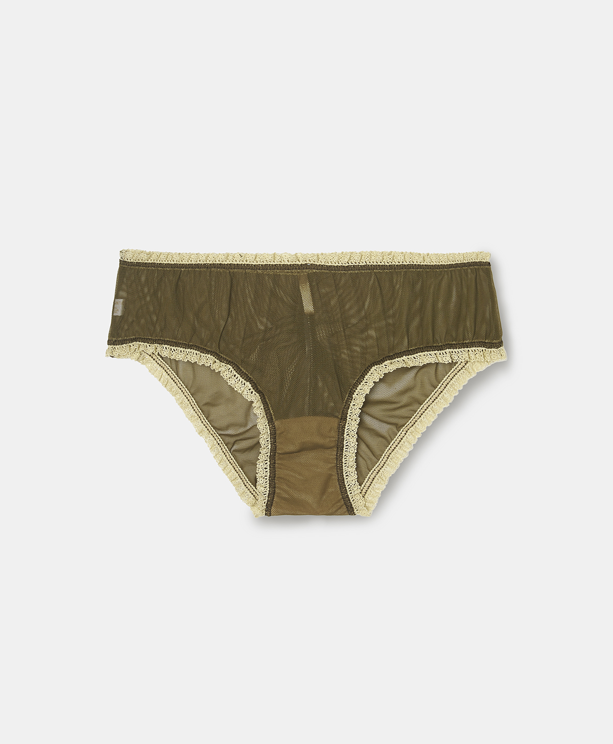 VIOLETTA KNICKERS IN SOFT TULLE NET  - DARK GREEN - Momonì