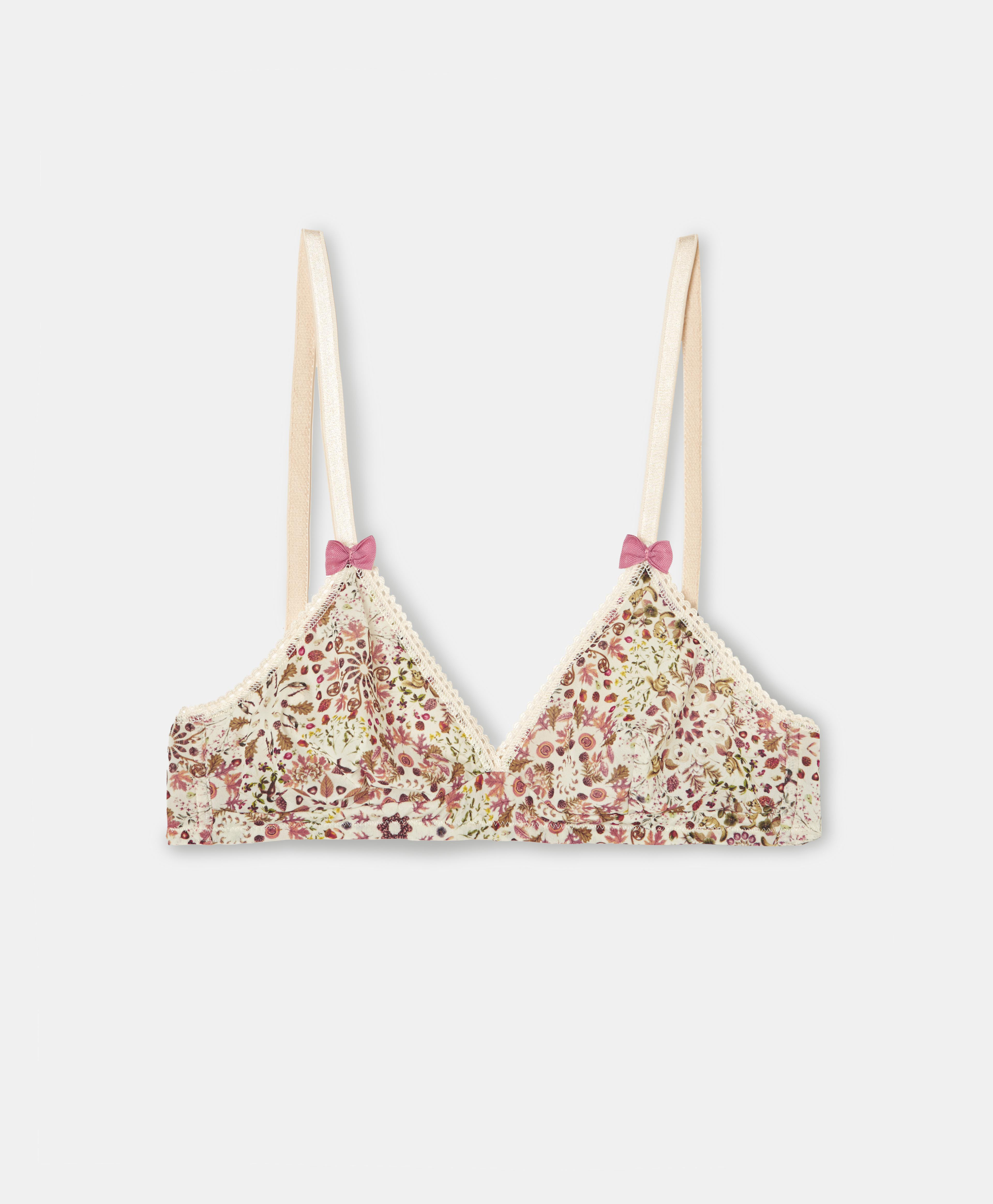 TUTU BRA IN PRINTED NYLON - CREAM/BURGUNDY - Momonì