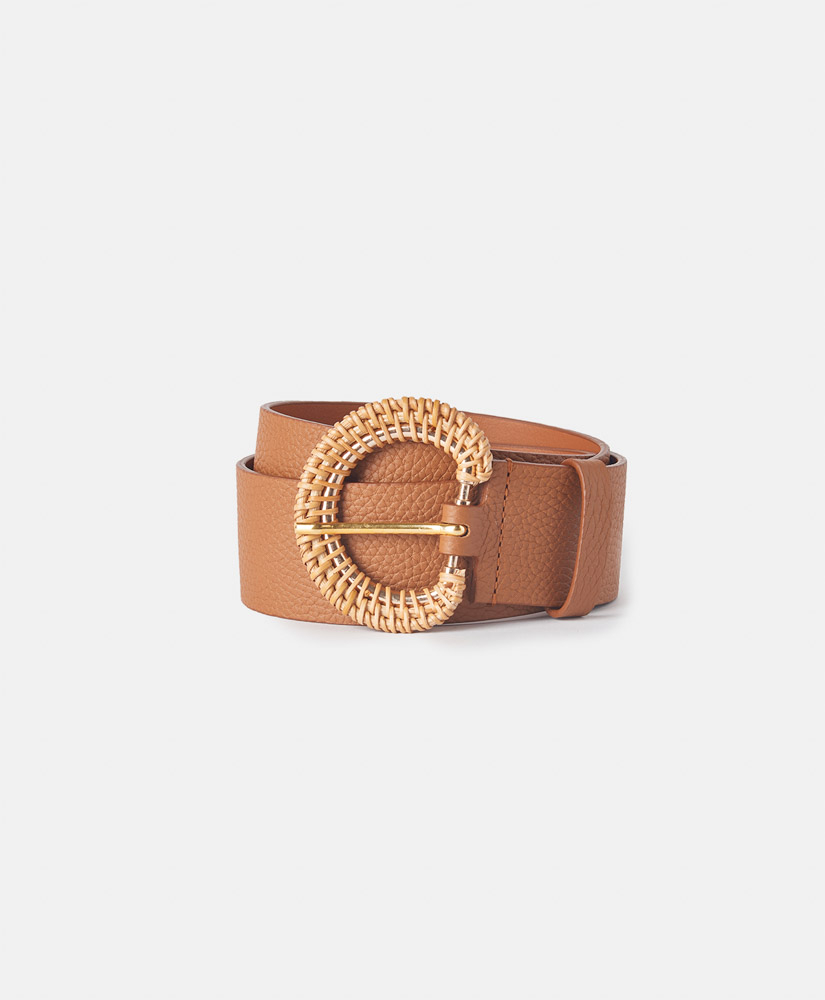 EMILY BELT WITH WICKER BUCKLE - LEATHER - Momonì