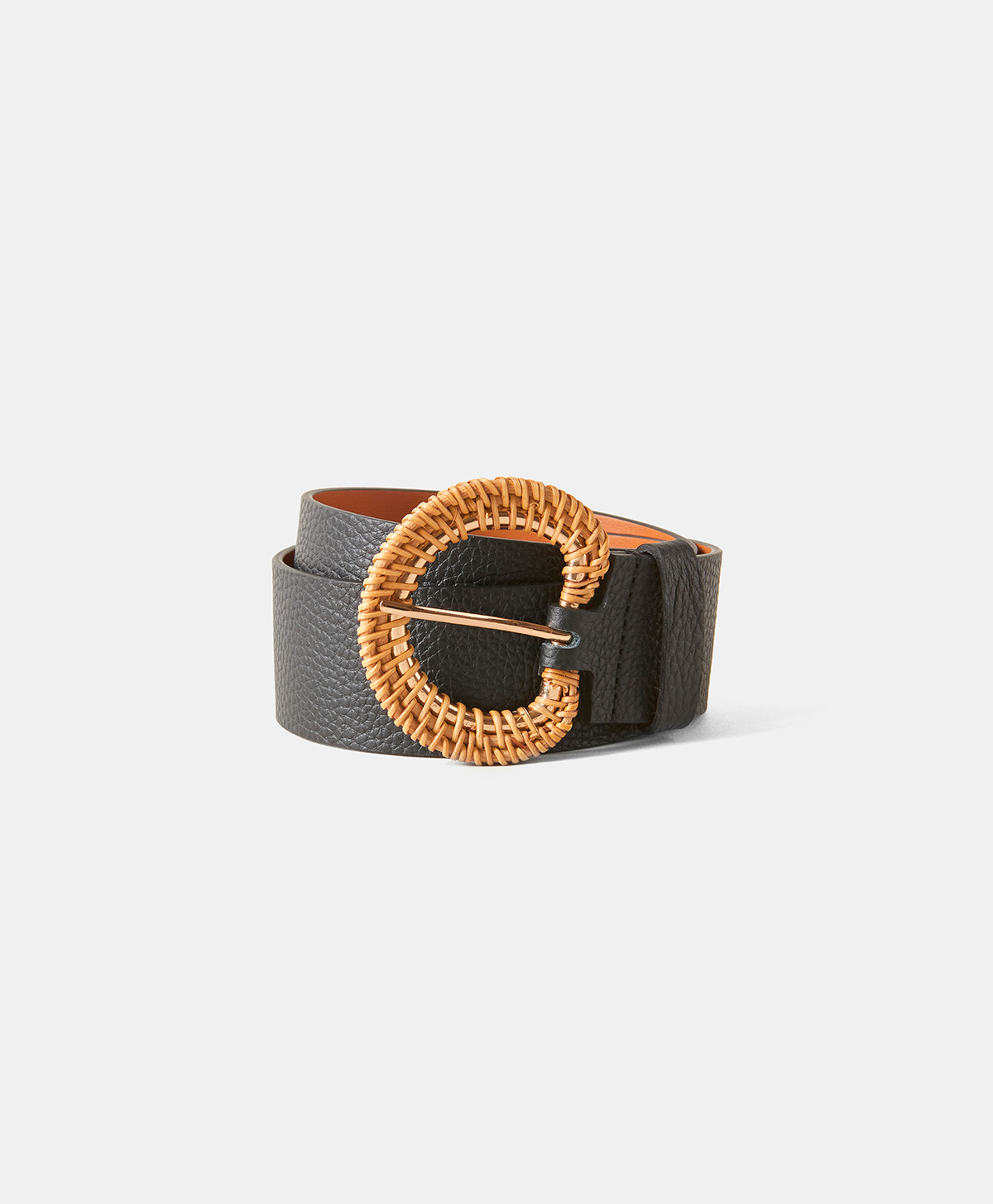 EMILY BELT WITH WICKER BUCKLE - BLACK - Momonì