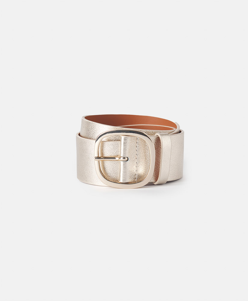 PATRICIA PATENT LEATHER BELT - LIGHT GOLD - Momonì