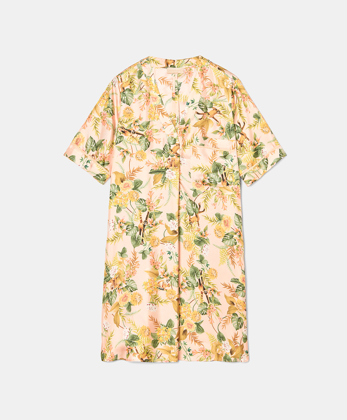 ROBE CAMMIE EN SERGÉ DE SOIE IMPRIMÉ -  ROSE/ORANGE - Momonì