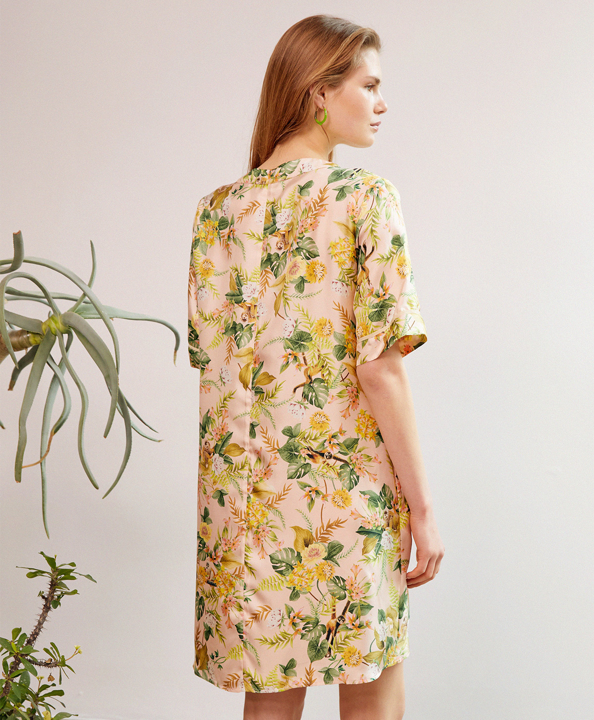 ROBE CAMMIE EN SERGÉ DE SOIE IMPRIMÉ -  ROSE/ORANGE - Momonì