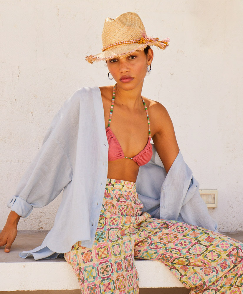 YOLANDA RAFFIA HAT - ROSE - Momonì