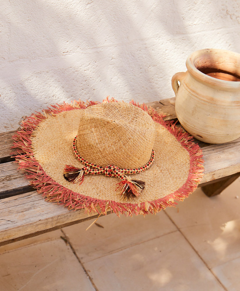 TALLULAH RAFIA HAT - CORAL - Momonì