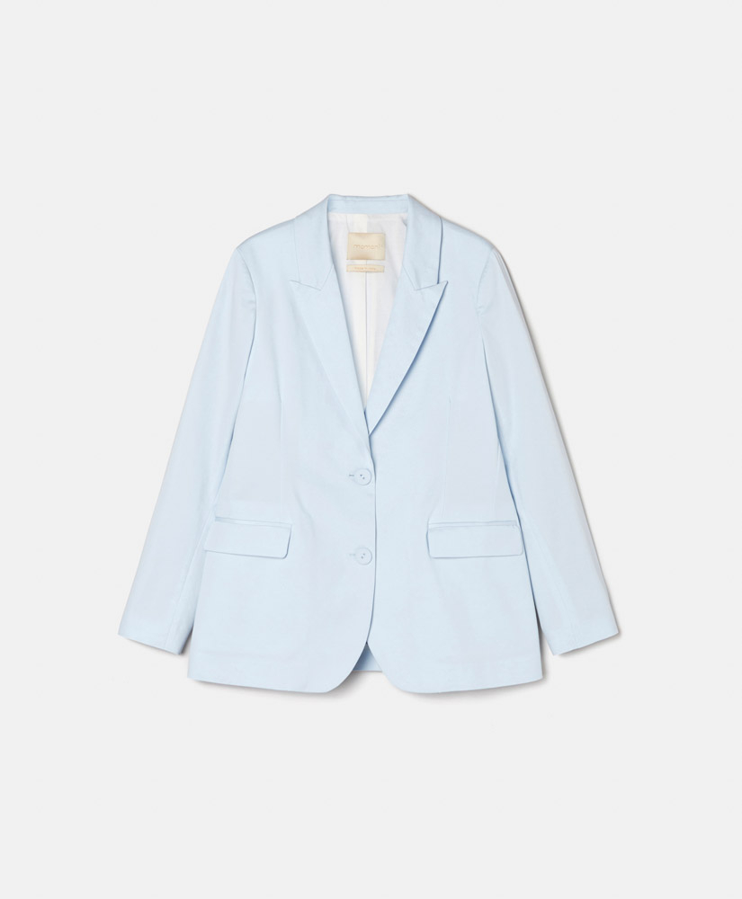 VESTE DELMA EN GABARDINE DE COTON STRETCH -  BLEU CLAIR - Momonì
