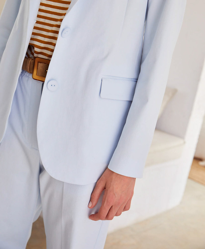VESTE DELMA EN GABARDINE DE COTON STRETCH -  BLEU CLAIR - Momonì