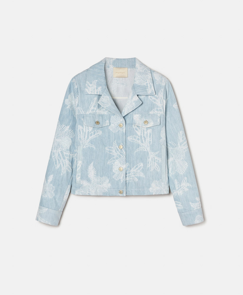 VESTE PEGGY EN DENIM JACQUARD -  BLEU CLAIR - Momonì