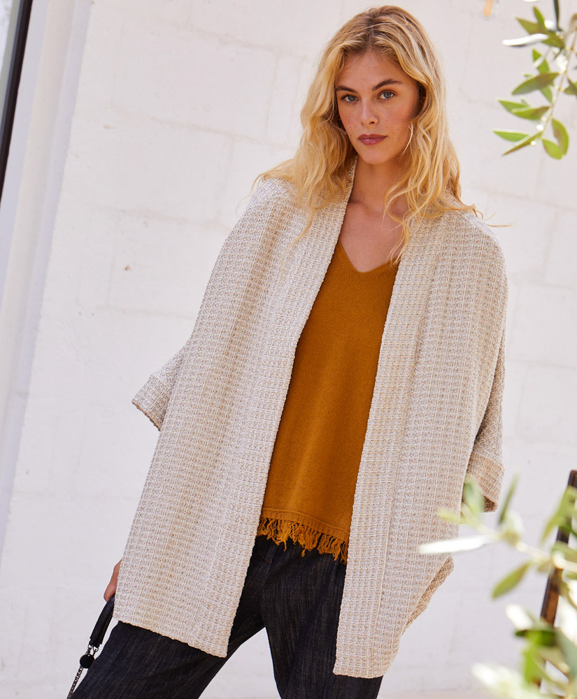 VESTE THEA EN TWEED LUREX -  CRÈME/OR/ARGENT - Momonì