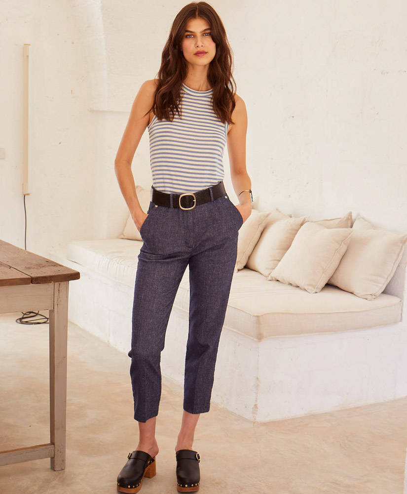 PANTALON JOY EN DENIM LÉGER STRETCH -  BLEU - Momonì