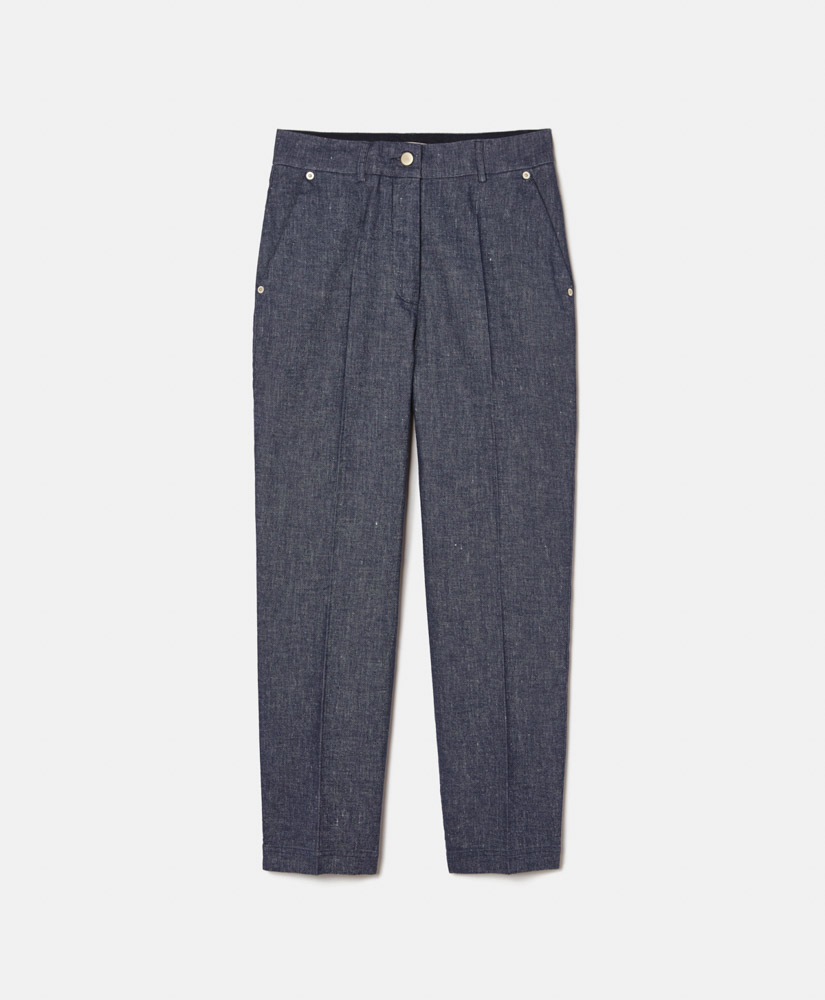 PANTALON JOY EN DENIM LÉGER STRETCH -  BLEU - Momonì