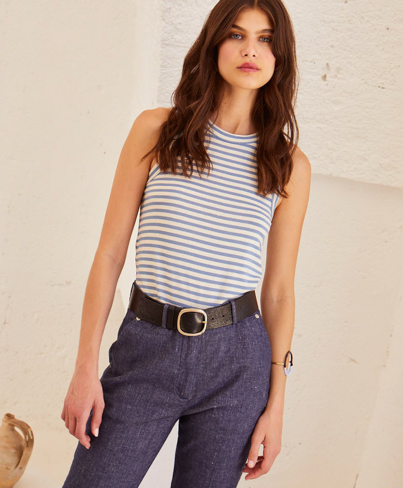 PANTALON JOY EN DENIM LÉGER STRETCH -  BLEU - Momonì