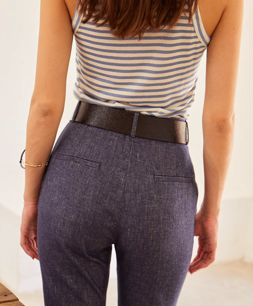 PANTALON JOY EN DENIM LÉGER STRETCH -  BLEU - Momonì
