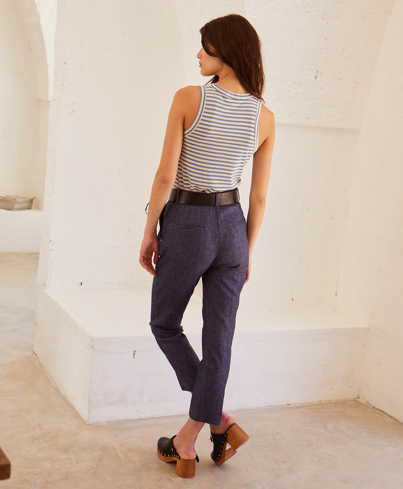 PANTALON JOY EN DENIM LÉGER STRETCH -  BLEU - Momonì