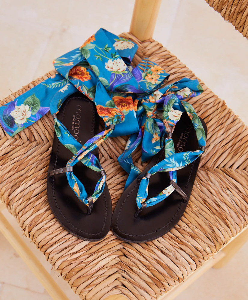 SANDRINE SANDAL WITH SILK LACES - BLACK - Momonì
