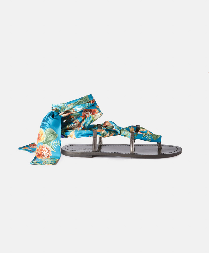 SANDRINE SANDAL WITH SILK LACES - BLACK - Momonì